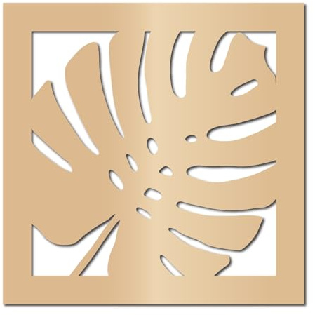CREATCABIN Décoration Murale Feuilles Tropicales Feuilles Palmier Décoration Botanique Bois Brut Feuille Monstera Découpée au Laser Panneau Suspendu avec Cadre Décoration Murale pour Salon 30x30cm