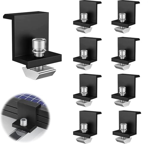 16 Stück Solarmodul Klemmen, 30mm Aluminium PV Modul Endklemmen, Z-Halter Befestigung Solarmodulhalter für Solar Panel, Solarbefestigungen für Dächer Wände Boote Wohnmobile (8)
