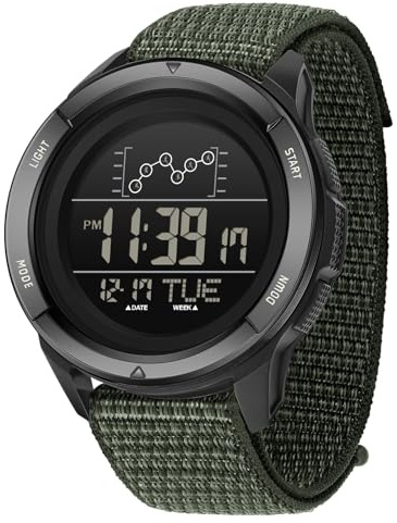 findtime Montre Militaire Homme Commando pour Homme Montre de Sport Bracelet Respirant,Calendrier,Réveil, Chronomètre, Podomètre Montre Numérique Étanche 50ATM Cadran