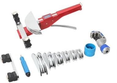 Rohrbieger Manuell Rohrbiegemaschine Rohrbiegegerät Set Mit Rohrschneider Entgrater Und 7 Matrizen Handrohrbieger Für Rohrdurchmesser 6-22 mm Und Biegeradius Bis 90°