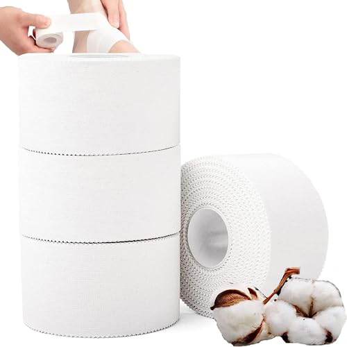 ANAMPION 4 X Cinta Adhesiva Deportiva (3,8cmx9.1M) Sport Tape Hipoalergénica Rasgable Para Vendaje Adhesivo Deportivo, Funcional Y Profesional,Para Balonmano,Fútbol,Voleibol,Escalada,Boxeo