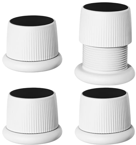 Set di 4 elevatori regolabili per mobili, 1,57 – 2,48 cm, rialzi bianchi con cuscinetti antiscivolo per letti, tavoli, armadi