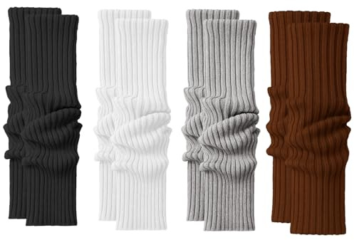 JcvPot 4 Paar Stulpen Damen Leg Warmers, Häkelarbeit Gestrickte Legwarmers, Y2k Beinstulpen Mädchen Modisch Und Vielseitig Warm Und Bequem Geeignet Für Winter Frühling Und Herbst.