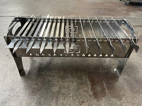 Griglia per Barbecue a Carbonella e Legna con Spiedini in Acciaio, Design Moderno