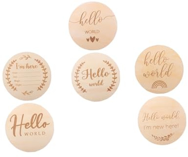 Hohopeti 6 Stück Teiliges Holz Meilensteinkarten Marker für Wachstum Festhalten Foto Requisite Unisex Babyparty Geschenk