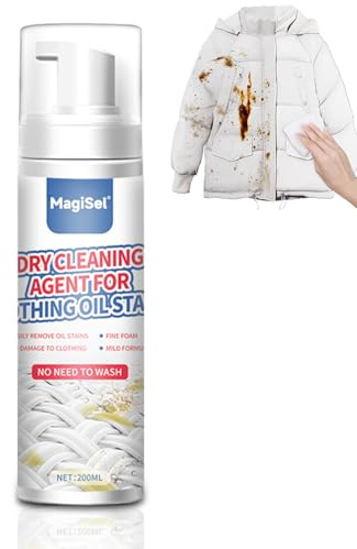 Fleckenentferner für Kleidung, Trockenpflege-Fleckentferner für Ölflecken, Waschfreier Textilreiniger Empfindliche Stoffe, Trockener Fleckenreiniger - Öl, Make-up, Wein, Kleidung, 200ml