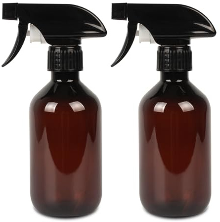 SZSLMY 2 Pcs 300ml Spray Bottles for Cleaning, Plastic Empty Hair Water Spray Bottles, Adjustable Refillable Plant Mister Sprayer Bottle Atomizer for Home Gardening Hair Plants (Brown)