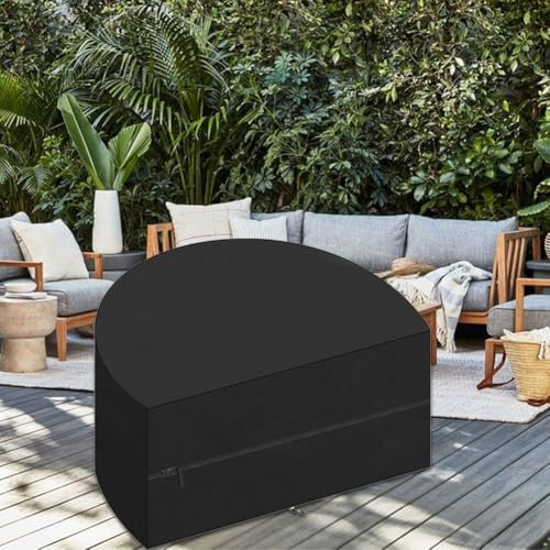 Halbrunde wasserdichte Abdeckung für Sonneninsel und Gartenmöbel, 420D Oxford mit verstellbaren Funktionen für sicheren Sitz (205 x 110 x 80 cm)