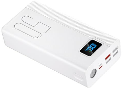 Power Bank 50000mAh:22,5W Batteria esterna a ricarica rapida con grande capacità e 5 uscite e 3 ingressi lettore MP3 3PM-bianco