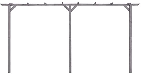 Trädgårdspergola av impregnerad furu grå, 400 x 40 x 205 cm, fristående med växtstöd för rosor clematis och klätterväxter som dekorativ lövgång, ingång i trädgården