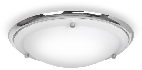 MiniSun | Modern IP44 Silver Chrome & Glass Flush Bathroom Ceiling Light | Bath Ceiling Lights, Home Décor & Improvement Essential | Includes Bulb [Warm White] | Mains Wired