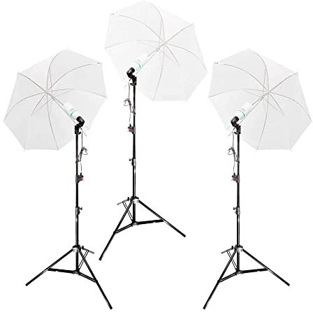 Pixapro UNILiTE 105w Photography Continuous Lighting Softbox Kit with Three Head, Umbrella Holder and Wireless System (105w, E27 Bulb, 6500K)
