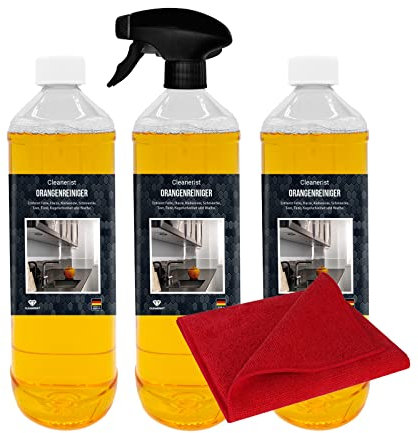 Cleanerist | 3x 1L Orangenreiniger Konzentrat - extra starker Allzweckreiniger für Glas, WC, Bad, Küche Haushalt und Industrie - Sprühflasche mit Frischeduft - löst Fett und Verschmutzungen