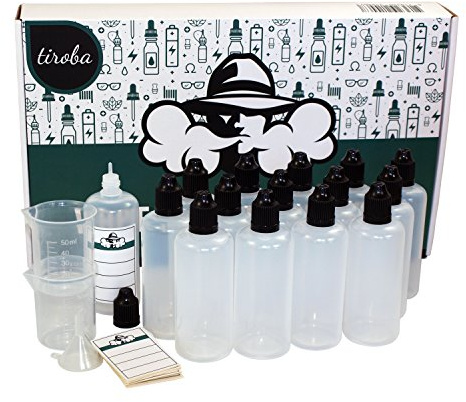 tiroba 15 x droppflaska 100 ml, gratis tratt / 2 x mätkoppar/15 x etiketter – plastflaska