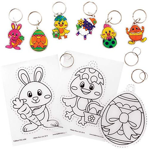 Baker Ross AT527 schrumpfende Schlüsselanhänger, Motiv: Ostern, Basteln für Kinder, 8 Stück