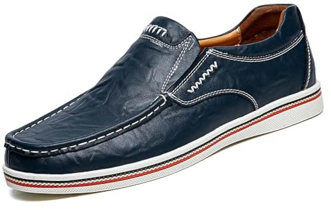 Mocassins de Conduite Décontractés pour Hommes Business Brogue Chaussures Confort Sport Walking Light Moccasin （Bleu,40 EU