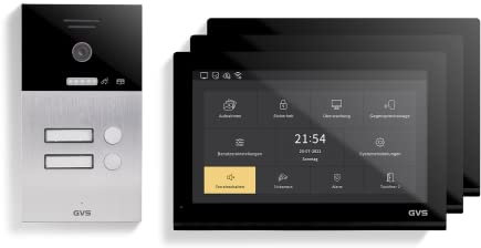 GVS - IP Video Türsprechanlage 2-Familienhaus mit Türöffner, HD Kamera, 3x10 Zoll Monitor & App - Smarte Video Türklingel mit Kamera & Gegensprechanlage (AVS5513A)