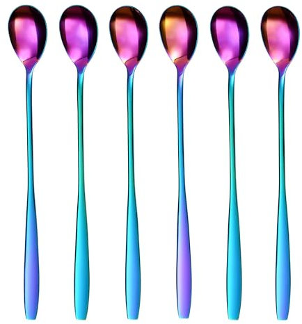 GRÄWE Eis- und Latte-Macchiato-Löffel aus Edelstahl, langer Löffel, ideal für Kaffee, Desserts und Eistee, spülmaschinenfest, mehrfarbig