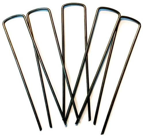 Metro Garden Artificial Grass Pegs U-Shaped Turf Pins with Bevelled Ends, Heavy Duty Galvanised Steel Garden Staples Securing Pegs (150 x 30 x 3mm) (Pack of 10)