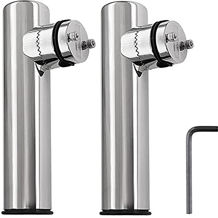 KAOLALI 2PCS Boat Accessories Marine Stainless Boat Stainless Steel Clamp On Fishing Rod Holder Rails 7/10 to 1'' Tube Yacht Accessorie