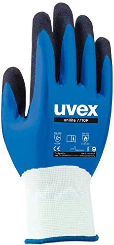 Uvex 3 Paar Unilite 7710F Arbeitshandschuhe - Schutzhandschuhe für die Arbeit - EN 388 - Blau/Schwarz - 08/M