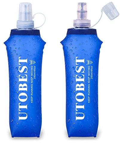 UTOBEST Soft Flask Running Water Bottle Collapsible Water Bottle for Trail Running Hydration Pack Hiking Cycling Climbing 250ML