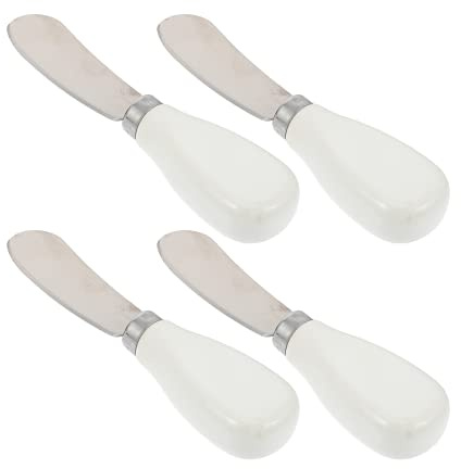 BESTonZON 4 Pièces à Beurre Épandeur De Gelée à Fromage à Et Beurre à Tartiner à Fromage Couteaux De Table à Beurre Céramique De Cuisine En Bois