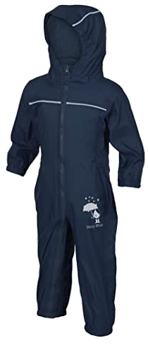Hazy Blue Rain Drop Puddle Suit Waterproof All In One Kids Rain Suit (Navy, 7-8 Years)