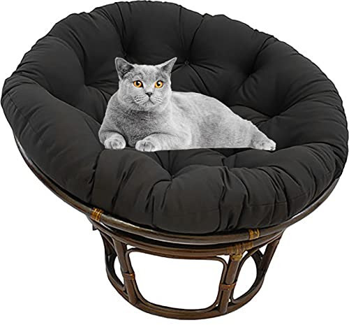 Papasansessel Kissen für Gartensessel Kissen Schaukelstuhlkissen Papasan Ersatzpolster für Indoor Outdoor Garten (Kein Stuhl) (Black Ø40cm (15.7 in))