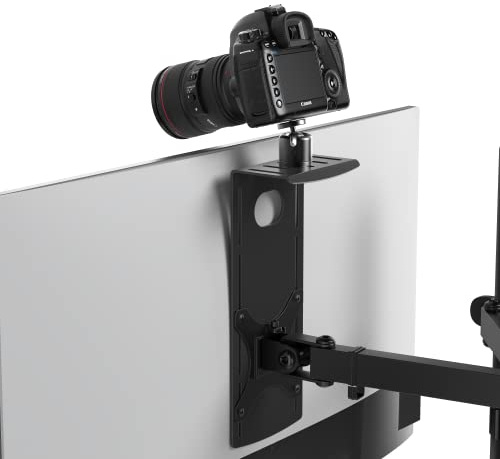 HumanCentric DSLR Monitor Mount Small, Desk Camera Mounting, Light Webcam, Microphone Shelf for Monitor VESA Arm, Replace Clamp Tripods, 100x100mm Patterns, Aluminum, Hardware Included