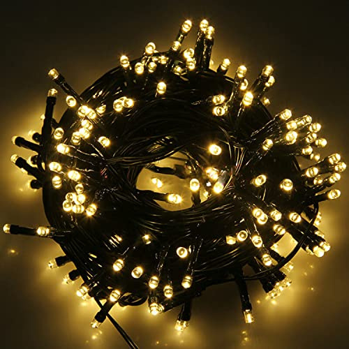 Feelhea 10M 100 LED Lichterkette Außen und Innen Dekoration für Weihnachtsbaum mit 8 Leuchtmodi und IP44 Wasserdicht für Balkon Innen Außen Weihnachten, Party, Hochzeit, DIY - Warmweiß