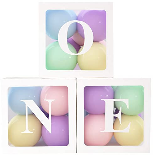 Decorazioni Compleanno 1 Anno Bimba, Con 30 Palloncini Pastello, Compleanno Scatola Palloncini per Ragazza, Primo Compleanno Bimba, Baby Shower, Palloncini Compleanno 1 Anno