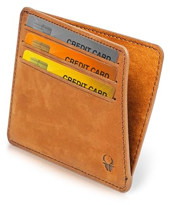 DONBOLSO Vancouver Slim RFID Blocking Leather Wallet für Männer - Minimalistisches und kleines Kartenetui mit Mehreren Fächern für Karte und Bargeld - Dünne und kompakte Brieftasche, Vintage Brown