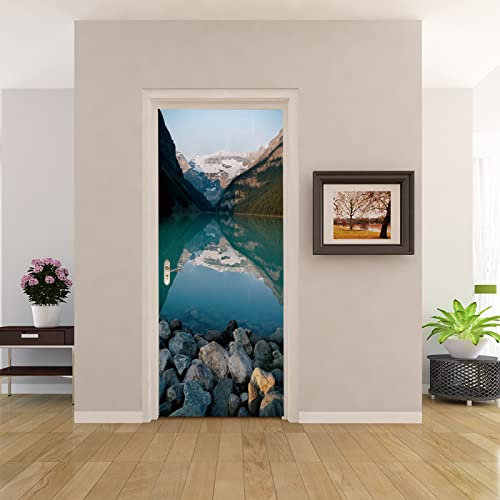 2 Pcs Fototapete Türtapete selbstklebend Türposter Berge & Seen Abnehmbar Fototapete Türfolie Poster Tapete Muster Türaufkleber für Tür, Wohnzimmer, Schlafzimmer, Küche und Bad B85 x H205cm