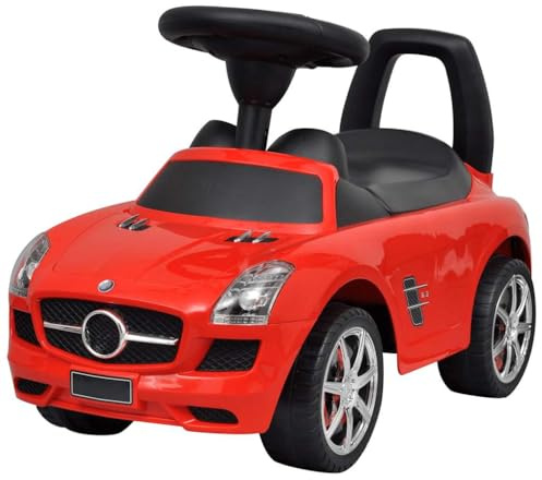 Runheo Rotes Tretauto für Kinder aus Kunststoff mit Lenkrad und Stauraum unter dem Sitz, Fußbetriebenes Rutschauto mit 6 Klängen, Hupgeräuschen und 23 kg Tragkraft für ab 2 Jahren