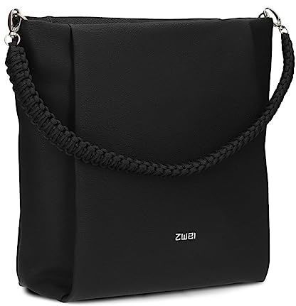 Damen Shopper Yuna YU120 elegante Schultertasche 7 Liter geflochtener Schultergurt, hochwertiges Kunstleder inkl. langem Schultergurt als Umhängetasche zu tragen + Schlüsselband