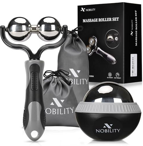 Nobility Massage Ball Roller– Ice Cold and Hot for Deep Tissue and Sore Muscle Relief of Stiffness and Stress, Body, Neck, Back, Foot, Plantar Double Grey