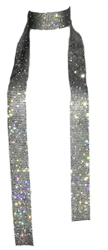 Wisafory Bufanda de metal con lentejuelas para mujer, pañuelo con purpurina, lazos largos, bufandas, cadenas brillantes, bufanda fina para mujer, para boda, carnaval, disfraces, accesorios de fiesta,