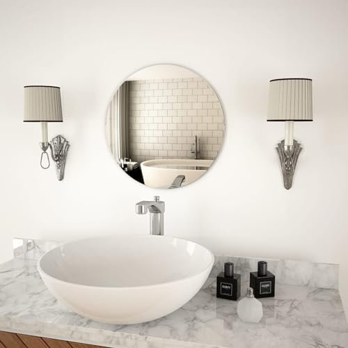 BaraSh Wandspiegel 40 cm Rund Glas Garderobenspiegel Wandspiegel Flur Badezimmer Spiegel