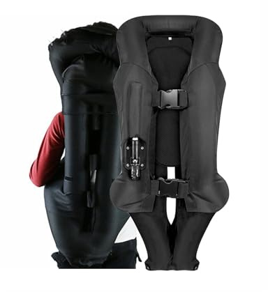 KNORRS Chaleco Airbag for Niños Chaqueta Con Airbag Ecuestre Reutilizable Chaleco Hinchable for Ciclismo, Ecuestre, Moto. (Color : Black, Size : M)