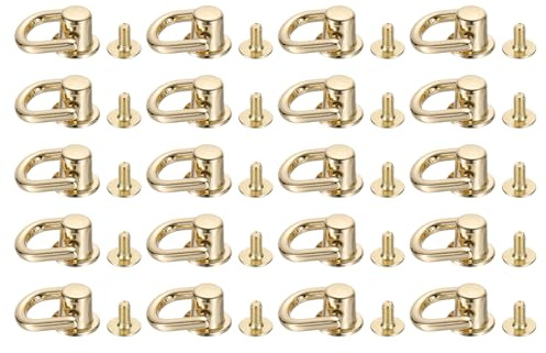 QUARKZMAN 20 Piezas de Remaches de Botón en Forma de D Con Tornillo, Cabeza de Poste de Bola, Remaches de Metal para Manualidades de Cuero, Oro Claro