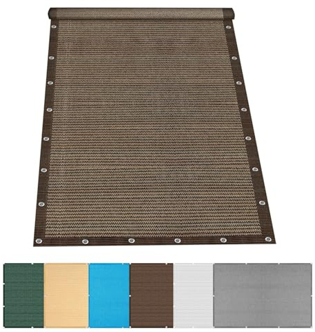 Vela Parasole Rettangolare 5 x 10 m Hdpe, Permeabile All'Aria e All'Acqua Rete Ombreggiante con Occhielli con Occhielli Tenda a Vela per Carport Piscine, Marrone