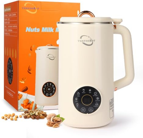Vunvooker 1000ML Automatic Nut Milk Maker Machine,8 in 1 Multi Functional Homemade Plant-Based Milk,Soy Milk,Almond Milk,Oat Milk,Juice,Soy Milk Maker with Delay Start/AutoClean/KeepWarm/Boil Water