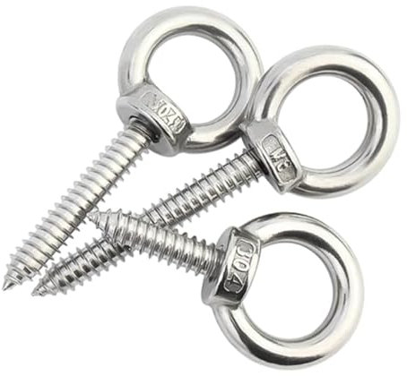 PZEOB Augenbolzen Mutternschrauben, M6, 3 Stück, 304 Edelstahl, Schafauge, runde selbstschneidende Schraube, Augenmutter, runder Ring, selbstschneidende Schraube, Haken Sicher und robust