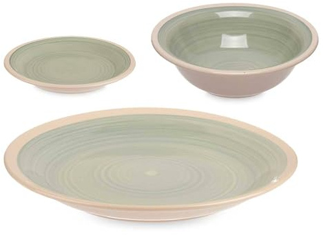 San Ignacio Set 18 pzs vajilla gres verde borde colección VESSIA