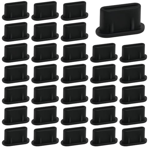 USB Type-C Anti Dust Plugs, 50 PCS USB C Port Dust Plug Covers Soft Silicone USB C Port Dust Cover Black Type-C Charging Port Dust Protector Compatible with Smartphones Tablets Mobile Power Supplies