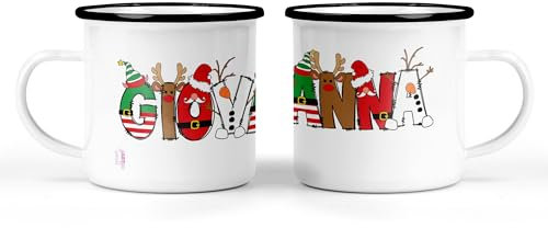 Tazza Natalizia Personalizzata in Alluminio Smaltato, 295 ml, Lavabile in Lavastoviglie