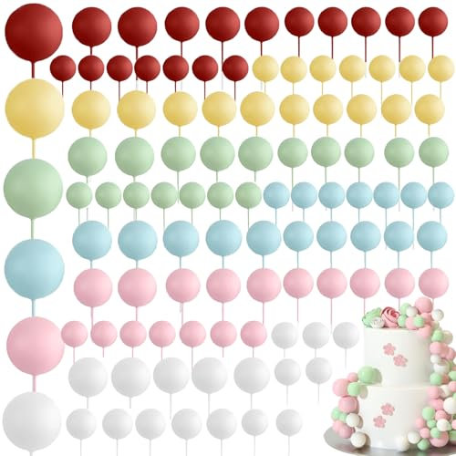 108 piezas de bolas para decoración de tartas, mini globos para decoración de pasteles, bolas de espuma, decoración de pasteles, decoración de pastel de cumpleaños (color)