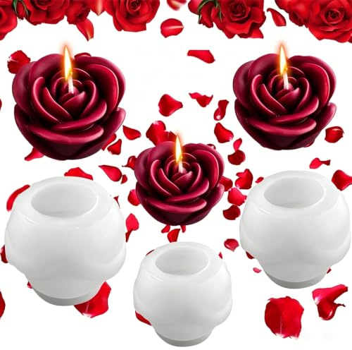 3 Pezzi stampi per fiori in silicone, per candele,saponi e lavori in resina