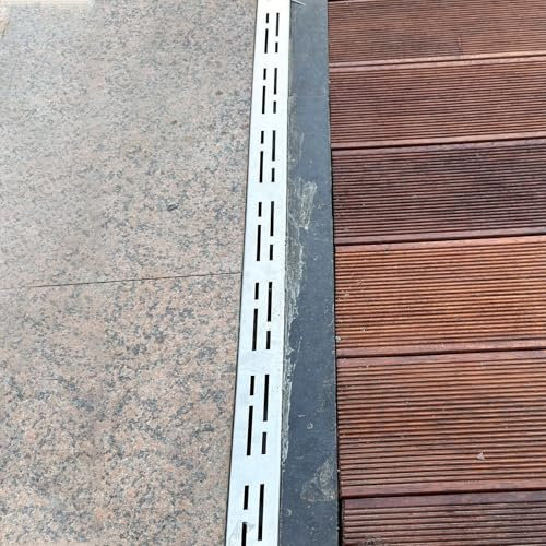 Canaletta Scolo Acqua Piovana Sistema di Drenaggio a Trincea Stretta per Cortile, Canaletta in Acciaio Inox con Griglia, Vialetti in Cemento, Canale di Drenaggio, Grondaia, Copertura del Ponte del Gia